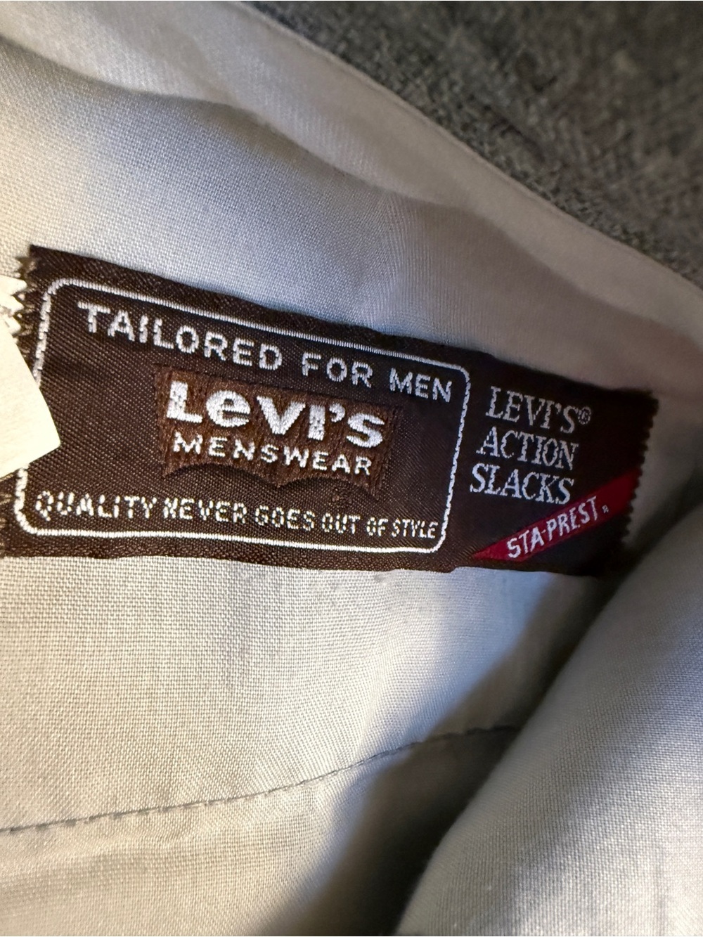 VINTAGE Levi's Action Slacks Pants Mens 36x32 Gray Sta-Prest Dress Made USA - Picture 3 of 7